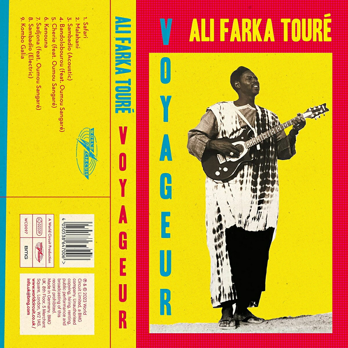西アフリカを代表するマリ出身のギタリスト兼シンガーソングライター、アリ・ファルカ・トゥーレがそのキャリアの中で、様々な国、様々な場所でレコーディングした音源に今、新たな光があたる。

キング・オブ・デザート・ブルースによる貴重な未発表音源を1つに集めたアルバム『VOYAGEUR』完成。

＜収録内容＞
1. Safari
2. Malahani
3. Sambadio (Acoustic)
4. Bandoloborou (feat. Oumou Sangare)
5. Cherie (feat. Oumou Sangare)
6. Kenouna
7. Sadjona (feat. Oumou Sangare)
8. Sambadio (Electric)
9. Kombo Galia