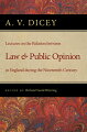 This volume brings together a series of lectures A. V. Dicey first gave at Harvard Law School on the influence of public opinion in England during the nineteenth century and its impact on legislation. It is an accessible attempt by an Edwardian liberal to make sense of recent British history. In our time, it helps define what it means to be an individualist or liberal. Dicey's lectures were a reflection of the anxieties felt by turn-of-the-century Benthamite Liberals in the face of Socialist and New Liberal challenges. 
A. V. Dicey (1835-1922) was an English jurist, Vinerian Professor of English Law at Oxford University, and author of, among other works, "The Law of the Constitution." 
Richard VandeWetering is Associate Professor of Political Science at the University of Western Ontario.
