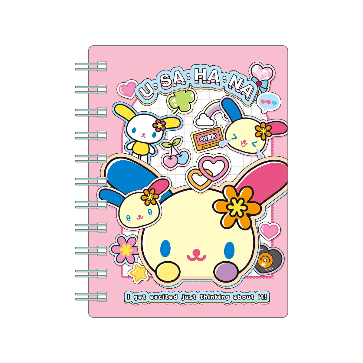 サンリオキャラクターズちゅるっとA6リングノート ペタペタステッカーズ2／ウサハナ