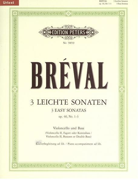 【輸入楽譜】ブレヴァル, Jean-Bptiste Sebastien: チェロと低音楽器のための3つのやさしいソナタ集 Op.40/1-3