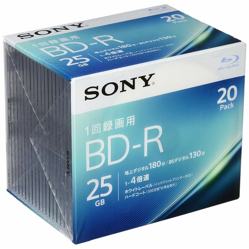 ビデオ用BD-R 追記型 片面1層25GB 4倍速 ホワイトワイドプリンタブル 20枚パック