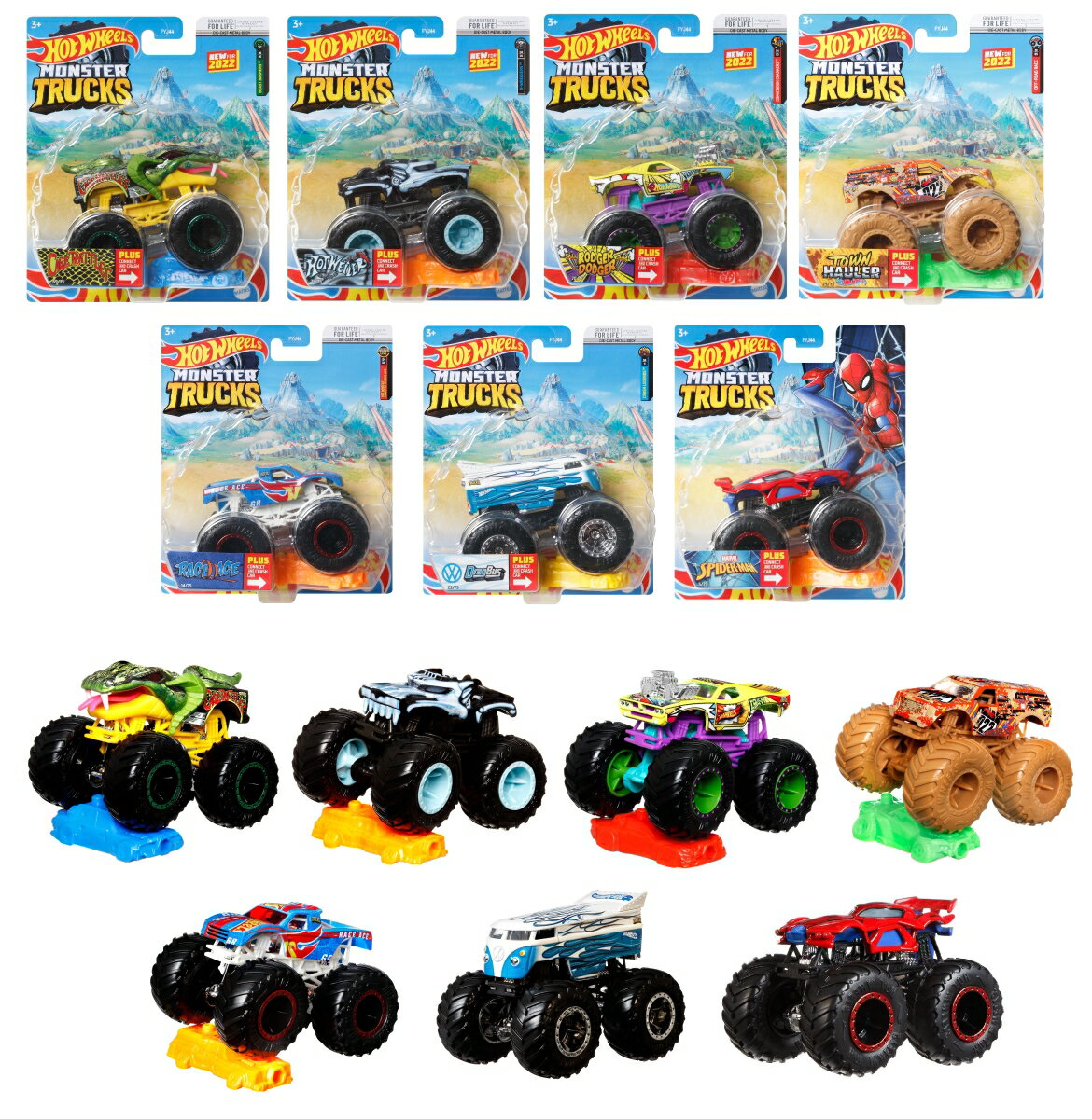 ホットウィール（Hot Wheels） モンスタートラック　1:64 アソート【ミニカー8台入り BOX販売】 【3才~】 989L-FYJ44