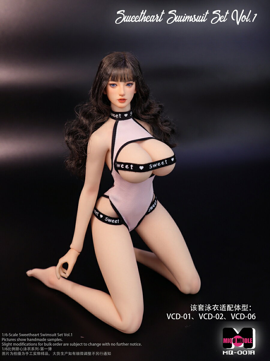 ミクモデルが展開する1/6スケール女性フィギュア用アクセサリーシリーズ「スイートハート・スイムスーツ」第1弾が登場。

眼球可動を搭載した女性ヘッドと、ボディラインにフィットするストレッチ素材のワンピース水着を組み合わせたセットです。
ベリークールやTBリーグをはじめとする標準サイズの1/6女性素体に対応し、好みのボディと組み合わせてさまざまなスタイリングを楽しめます。

商品内容:
・ココ 眼球可動ヘッド ×1
・ブラック／ピンク配色ワンピース水着 ×1

対応素体：VCD、TBLeagueなどの標準サイズ1/6女性素体

※素体は付属しません。
※セット内容以外は付属しません。
※フィギュア素体、ソファ、椅子などの撮影用小物は付属しません。
※輸入商品のため、パッケージにダメージがある可能性がございます。
予めご了承ください。
※掲載の画像は実際の商品とは異なる場合や商品仕様が変更になる場合があります。

・ホビー系商品についての諸注意
メーカー都合により発売の大幅な延期が発生する可能性がございます。
予約商品についてはメーカーから順次入荷次第の発送となります。メーカー公表の発売日とは異なる場合がございますのでご了承ください。【対象年齢】：