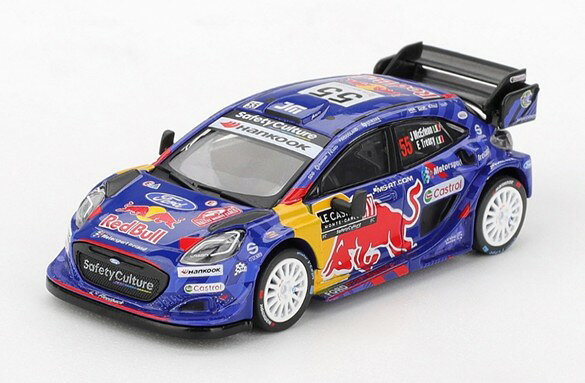 1/64スケールで新旧スポーツカーやレーシングカーを精密にモデル化しているMINI GTの新作として、2025年のWRCモンテカルロラリーにて活躍したMスポーツ・フォードWRTの55号車、フォード・プーマ Rally1が登場。
2022年から施行の「ラリー1」規定に従って開発されたマシンです。

パッケージサイズ:ブリスタータイプ: 約 W140 x D195 x H50 (mm) 
素材:ダイキャスト

Prototype Sample-Approval Pending　版権元監修中、写真はサンプルのため実際の商品と異なる場合がございます。

末尾に「BL」が付く商品は、ブリスター仕様となっています。

※メーカー都合により大幅な発売延期や発売中止が発生する場合がございます。予めご了承ください。
※本案内に記載のパッケージサイズや素材は予告なく変更される場合がございます。予めご了承ください。

・ホビー系商品についての諸注意
メーカー都合により発売の大幅な延期が発生する可能性がございます。
予約商品についてはメーカーから順次入荷次第の発送となります。メーカー公表の発売日とは異なる場合がございますのでご了承ください。【対象年齢】：