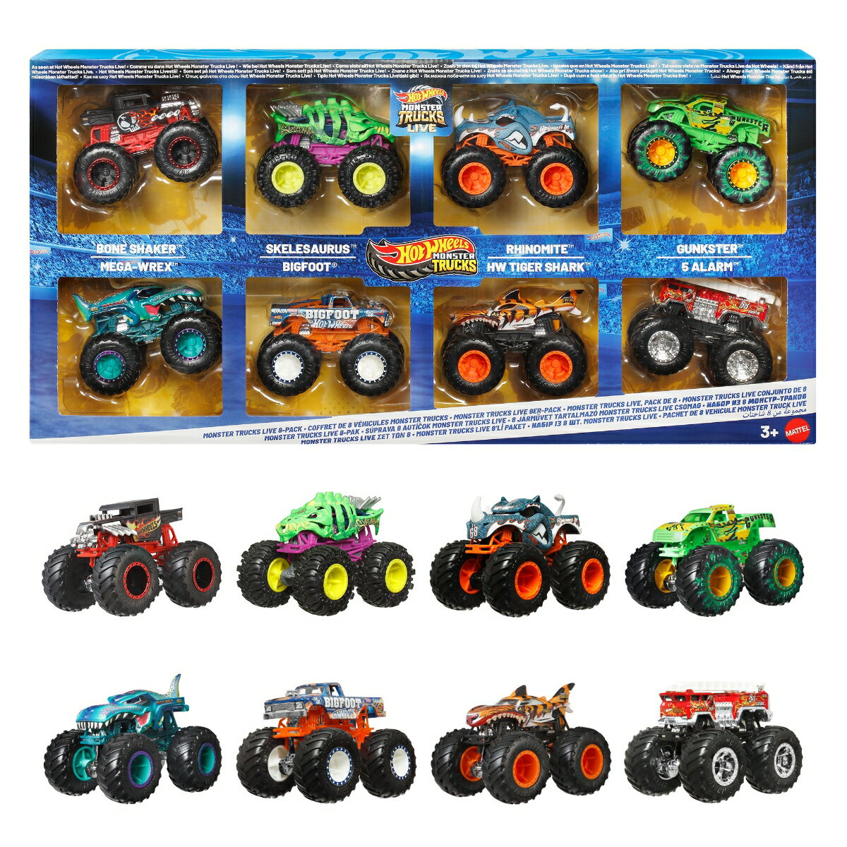 ホットウィール(Hot Wheels)　モンスタートラック ライブ　8カーパック 乗り物おもちゃ ミニカー 8台入り 3歳から マルチ JNK20