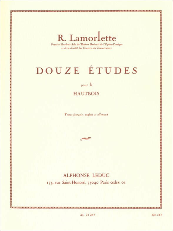 【輸入楽譜】ラモレット, Roland: オーボエのための12の練習曲