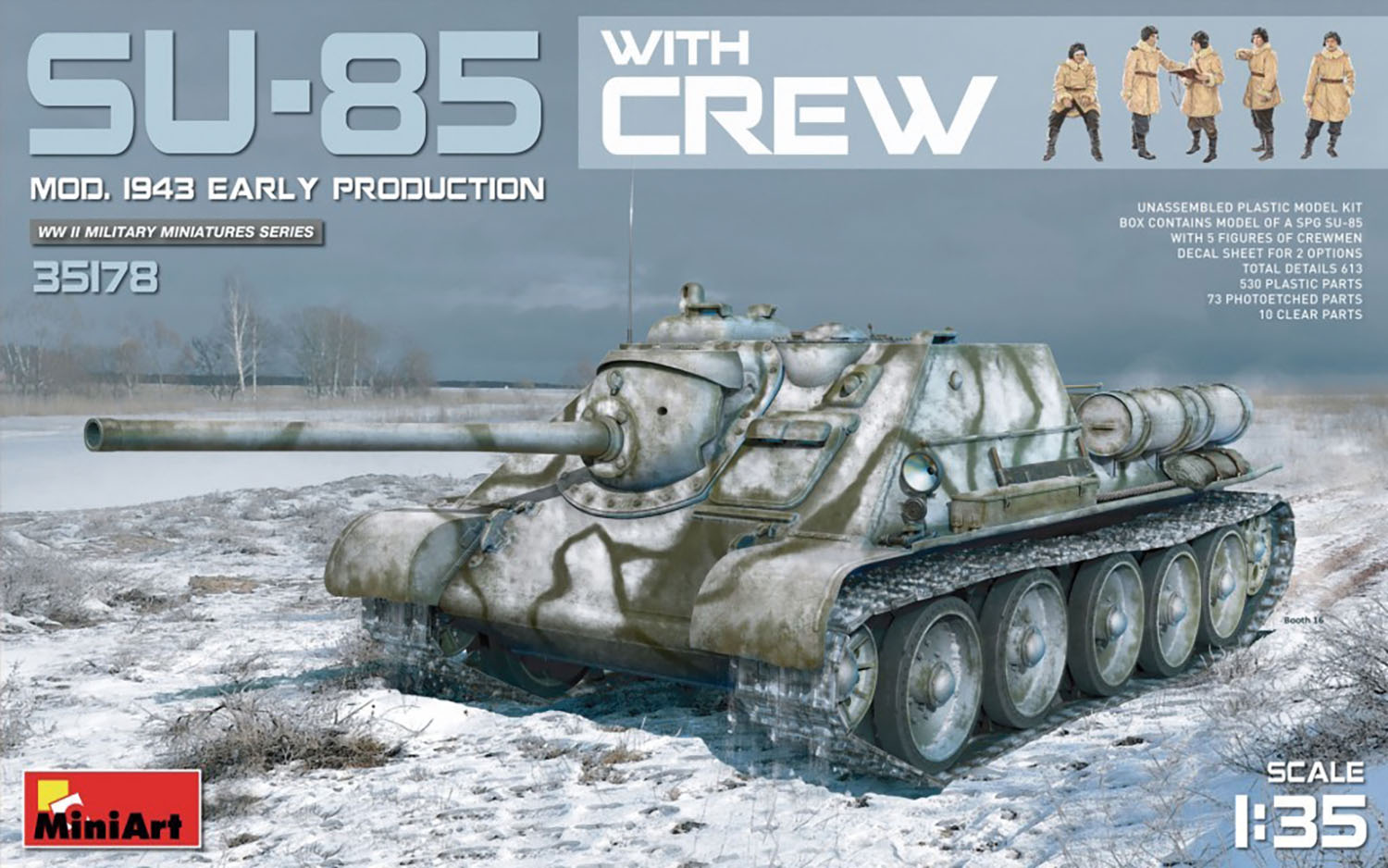 ミニアート 1/35 WW.II ソビエト軍 SU-85 1943年 初期生産型 防寒服の戦車兵5体付属 【MA35178】 (プラモデル)