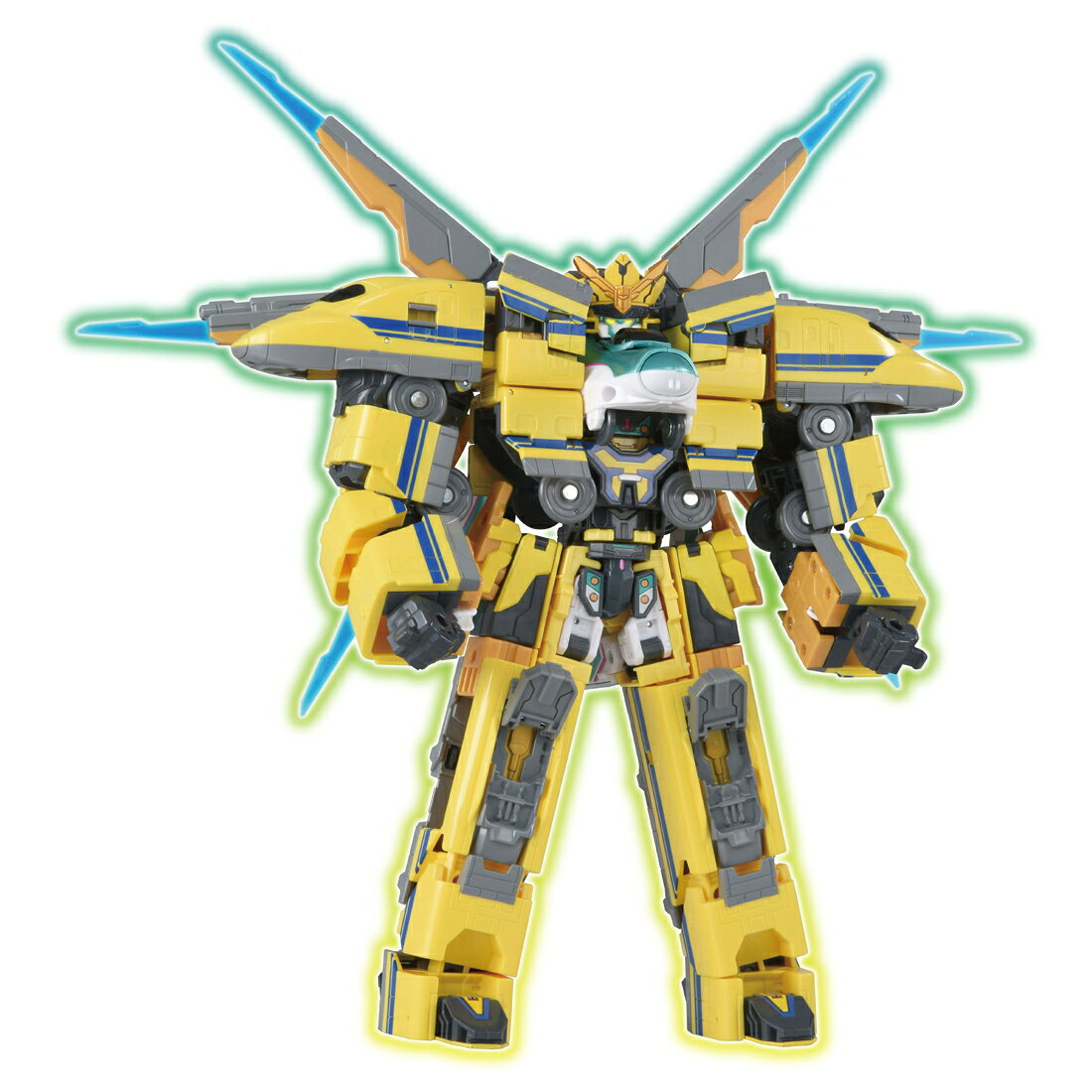 テレビアニメ「新幹線変形ロボ シンカリオン」から「SGX01 シンカリオン E5はやぶさ」と「SGX10 シンカリオン ドクターイエロー」が入った、すぐにクロス合体が楽しめるスペシャルセットが登場！テレビアニメ「新幹線変形ロボ シンカリオン」から「SGX01 シンカリオン E5はやぶさ」と「SGX10 シンカリオン ドクターイエロー」が入った、すぐにクロス合体が楽しめるスペシャルセットが登場！ 【シンカリオン E5はやぶさ】■シンカリオンに変形！　2両編成の新幹線からロボットに変形！■カッコイイ！ポージングが可能！　進化した可動域により、劇中さながらのポージングやアクション再現が可能に！ 【シンカリオン ドクターイエロー】■シンカンセンモードは5両編成仕様！■シンカリオンに変形！　5両編成の新幹線からロボットに変形！■武器が変形！　武器のレーザーウエポンは2種類の形態に変形！ 付属のクロスアタッチメントを使用することで、『E5はやぶさ』と『ドクターイエロー』の2体のシンカリオンによる、『クロス合体』が可能！7両合体のシンカリオンに！ さらに！ラベルはクロス合体セットの特別仕様！【セット内容】シンカリオン ドクターイエロー（5両編成）(1),レーザーウエポン（A,B)(1),レーザースキャナー（L,R）,ヘッドギア（ドクターイエロー専用）(1),クロスアタッチメントA,B,C,D(1),SGXヘッドギア(1),シンカリオン E5はやぶさ(1),カイサツソード(1),ヘッドギア（シンカリオン E5はやぶさ仕様）(1),ウイング（A,B)(1),取扱説明書(1),ラベル(1)【対象年齢】：3才〜