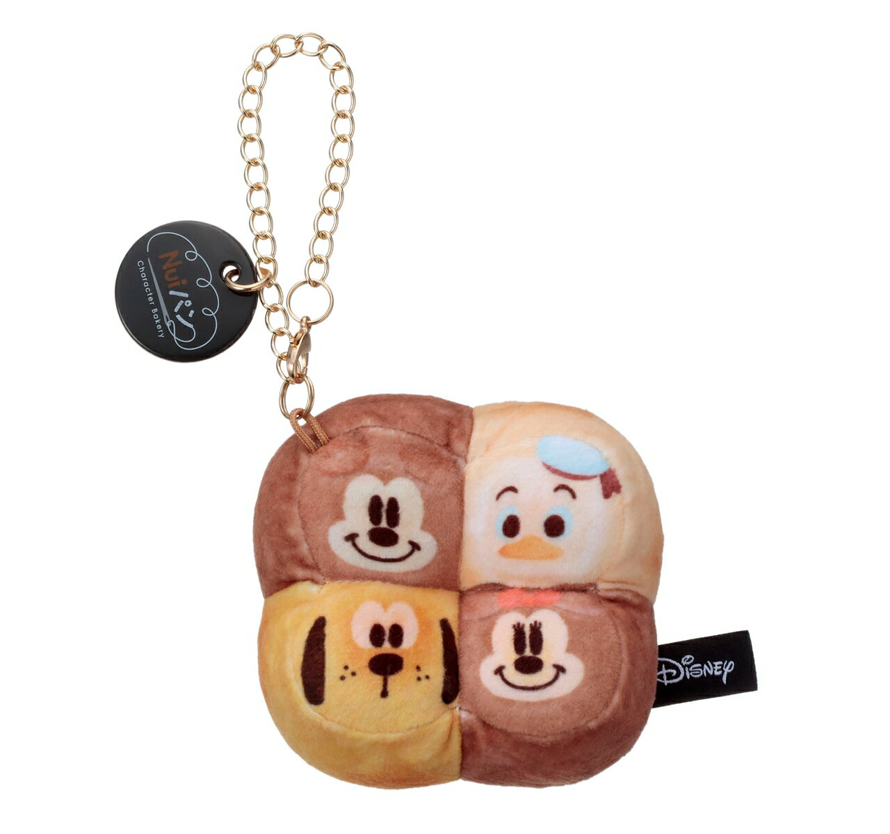 ディズニーキャラクター/Nuiパン/チェーンストラップマスコット/ちぎりパン/ミッキーマウス＆ミニーマウス＆ドナルドダック＆プルート
