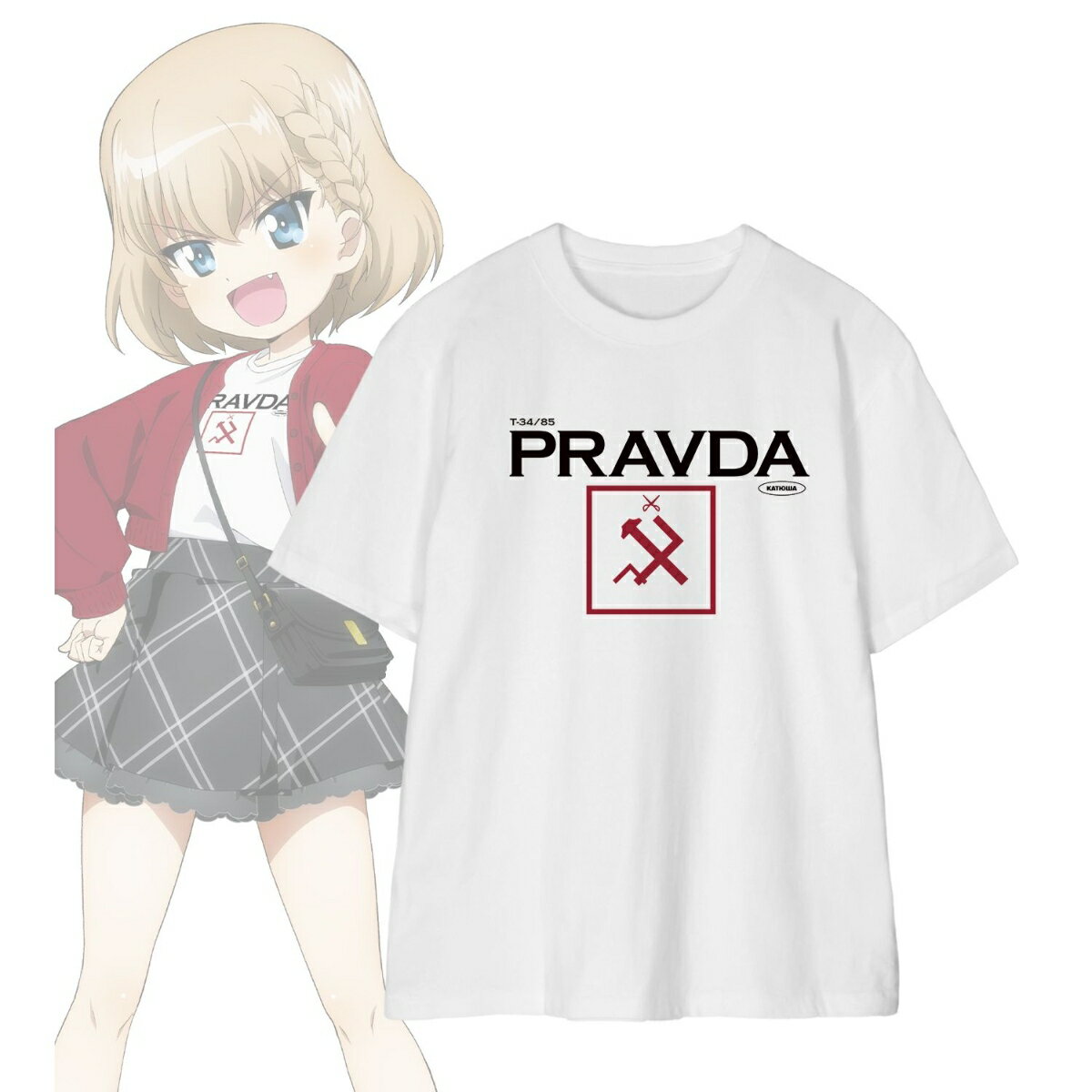 ガールズ＆パンツァー 最終章描き下ろし デート私服ver. カチューシャ Tシャツユニセックス(サイズ/XXL)