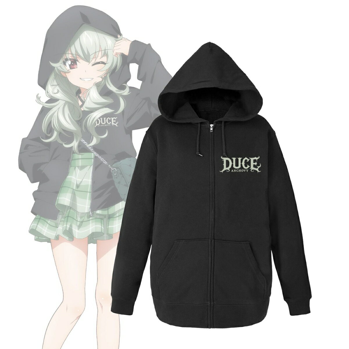 ガールズ＆パンツァー 最終章描き下ろし デート私服ver. アンチョビ ジップパーカーユニセックス(サイズ/XL)