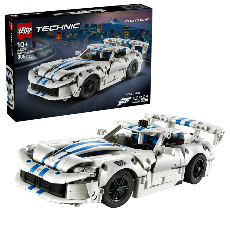 夢のレースカーをつくろうレゴテクニック Dodge Viper GTS-R スポーツカーで憧れの車を自分のモノに！（対象年齢：10才以上） リアルなディテール！ピストンが動くV型10気筒エンジン、注目を集めるスポイラー、ディファレンシャル、開くボンネットとドアなど、実車の特徴をとらえたギミックが満載です。360Clip.mp4 -->レゴテクニック Dodge Viper GTS-R スポーツカー   エンジンを再現ピストンが動くV型10気筒エンジンをじっくり観察してみよう。    どこまでもリアルステアリングをはじめ、開閉するボンネットやドアも見逃せない。    『FORZA HORIZON 6』のゲーム内でリバリーをゲット！引き換えにはゲームソフトが必要です。利用規約をご覧ください。  インタラクティブなデジタル版組み立て説明書組み立て手順がひと目でわかるLEGO Builderアプリを使えば、立体表示されるモデルを拡大・回転させながら組み立て、作業の進行状況を保存できます。 楽しい発見がいっぱいレゴテクニック シリーズの技アリのラインナップをご覧ください。（各セット別売り）エネルギーがほとばしる、レゴ&reg;テクニック Dodge Viper GTS-R スポーツカーの登場だ。じっくり組み立てたV型10気筒エンジンのピストンを動かしたら、ディファレンシャルやスポイラーもチェックしよう。ドアを開けて車内のつくりを確認した後は、ダッジならではのスピード感あふれる走りを楽しもう。

・ レーシングカーのおもちゃ - レゴ&reg;テクニック Dodge Viper GTS-R スポーツカー（42234）で憧れの車を自分のモノに
・ リアルなギミックが満載 - ピストンが動くV型10気筒エンジン、注目を集めるスポイラー、ディファレンシャル、開くボンネットとドアなど
・ 特製リバリーをアンロック - 『Forza Horizon 6』のゲーム内でレゴ&reg;テクニック 特製リバリーが手に入ります（コードの引き換えにはゲームソフトが必要です。利用規約をご覧ください）
・ スポーツカーのホームデコ - 組み立てとレースごっこを堪能したら、子ども部屋の勉強机や棚、サイドテーブルに飾って楽しめます
・ お子さま向けギフト - 車好きのお子さまやカーマニアへのプレゼントにおすすめです
・ レゴ&reg;テクニック シリーズ - リアルな動きとメカニズムでアクション満載の遊びを楽しめるラインナップが揃っています（各セット別売り）
・ 3D組み立てツール - わかりやすいデジタル版組み立て説明書が収録されたLEGO Builderアプリを使えば、立体表示されるモデルを拡大・回転して手順を確認しながら組み立てを進め、進行状況を保存できます。ご家庭にあるセットのデジタルカタログ作りや新しいライフスキルの習得にも役立ちます
・ サイズ -（約）高さ8cm x 長さ30cm x 幅13cm／ピース数：805
・ レゴデュプロ以外の製品には、小さな部品が入っています。間違って飲み込む危険がありますので、4才未満のお子さまには遊ばせないでください。