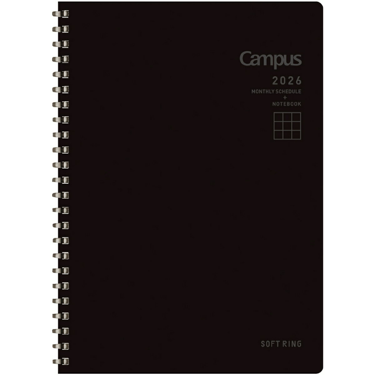 2026 ソフトリングダイアリーA5ブラック