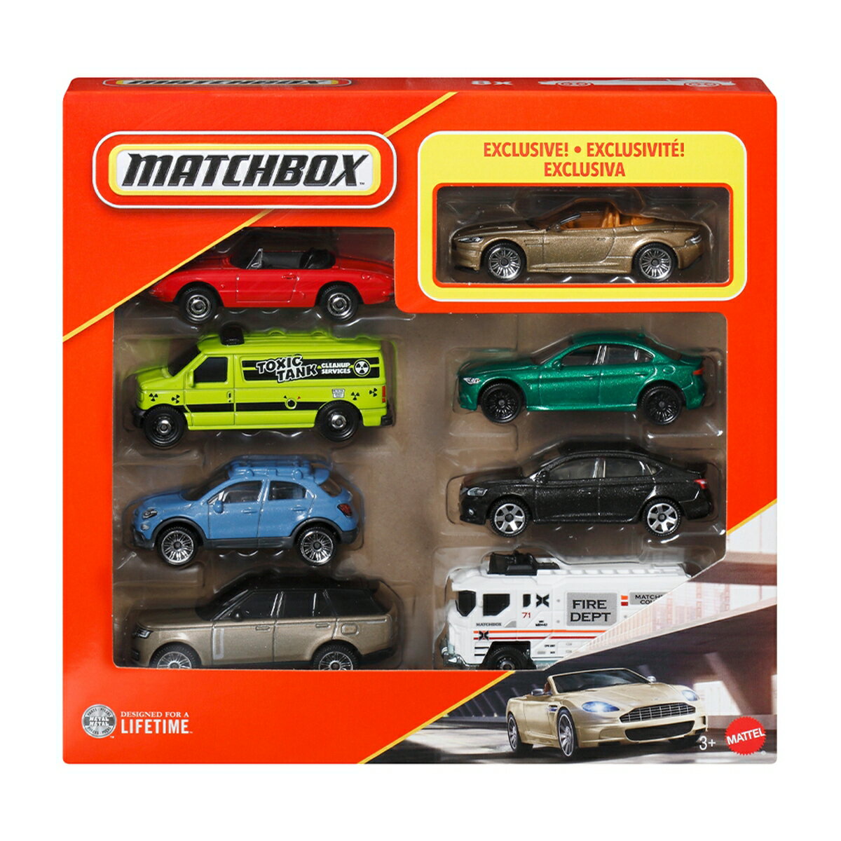 ※アソート商品のため、掲載画像の内容が実商品と異なる場合がございます。
【内容】リアルで本格的なデザインが特徴のマッチボックスの8パック。各パック1台だけ、8カーパックだけの限定カラーの車種が含まれています。
【原産国】タイ　【対象年齢】3歳〜
【Brandについて】実車を忠実に再現したイギリス生まれのミニカー。
【マッチボックス】1953年にイギリスで登場し、ダイキャストカーのカテゴリーを作った「マッチボックス」。ライセンスカーを中心に、実車を忠実に再現したデザインが特徴です。
【プレゼントに最適】お誕生日、クリスマスプレゼント、入園・入学祝いなど記念日でのプレゼントにぴったりです。【対象年齢】：3歳以上【商品サイズ (cm)】(幅×高さ×奥行）：19.9×19.1×3.8