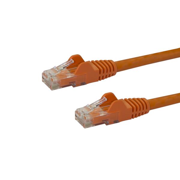 カテゴリ6 LANケーブル（Cat6） RJ45モールドコネクタ（ツメ折れ防止カバー付き） 0.5m オレンジ