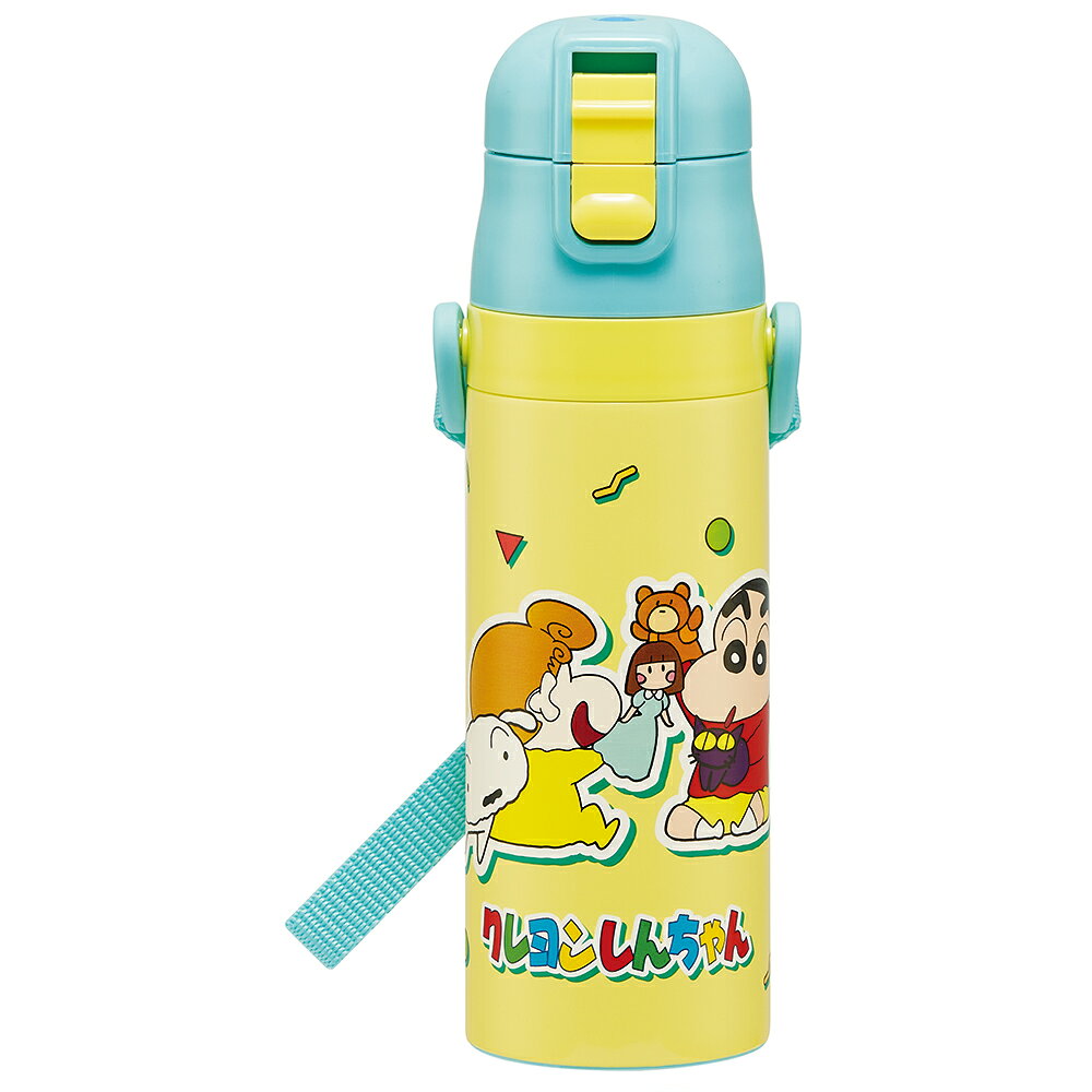 【商品詳細】ワンプッシュオープンで、飲みたい時に"サッ"と飲めるステンレスボトル☆

ネームプレート付きのショルダーベルト。
真空二層構造なので、保冷効果が長持ち♪

※火傷の恐れがありますので熱い飲み物を入れないでください。


・ワンプッシュで簡単オープン
・誤作動でキャップの開閉を防ぐロック機能付き
・ダイレクトでそのまま飲めるキャップユニット
・飲む時にキャップの戻りを防ぐロック設計
・氷が入れやすい広口タイプ


【商品サイズ】
約　直径68mm×高さ230mm
容量：470ml

【品質表示】
内びん、口がね：ステンレス鋼
胴部：ステンレス鋼（アクリル塗装）
キャップ：飽和ポリエステル（PET樹脂）
フタ：ポリプロピレン
パッキン：シリコーン
底板：エラストマー樹脂

保冷効力：8度以下（6時間）

※電子レンジ、食洗機、乾燥機には使用しないでください。【商品サイズ (cm)】(幅×高さ×奥行）：6.8×2.3×6.8