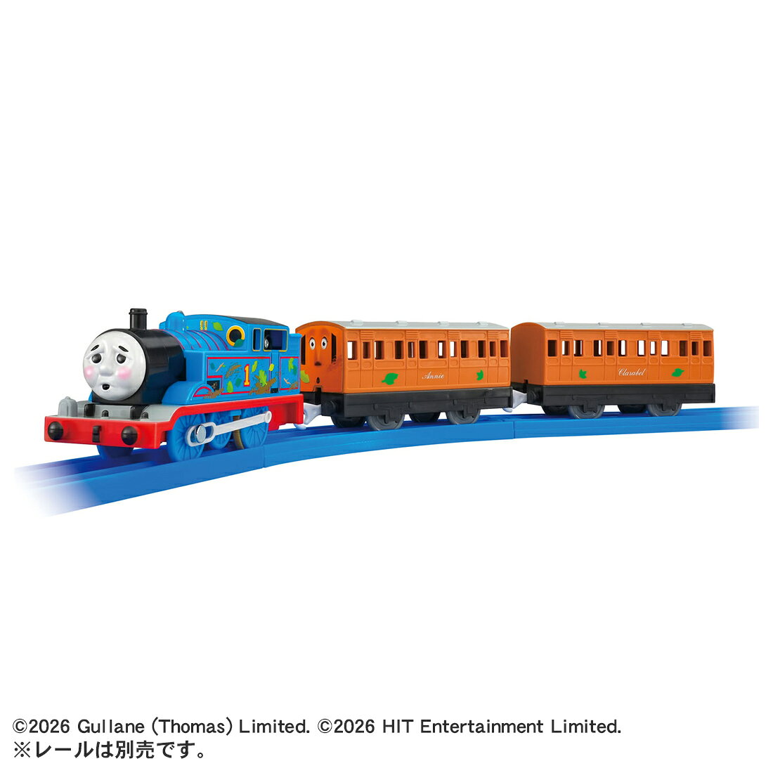 きかんしゃトーマスの大人気キャラクター「トーマス」のプラレールが3両編成で登場！険しい森の中を走り抜けて、へとへとに疲れてしまったトーマスだよ。■3両編成でそれぞれ連結、切り離しが可能■1スピード・スイッチOFFで手転がし遊びが可能※レールは付属しません。【セット内容】トーマス（動力車）(1),アニー(1),クララベル(1)【対象年齢】：3才〜