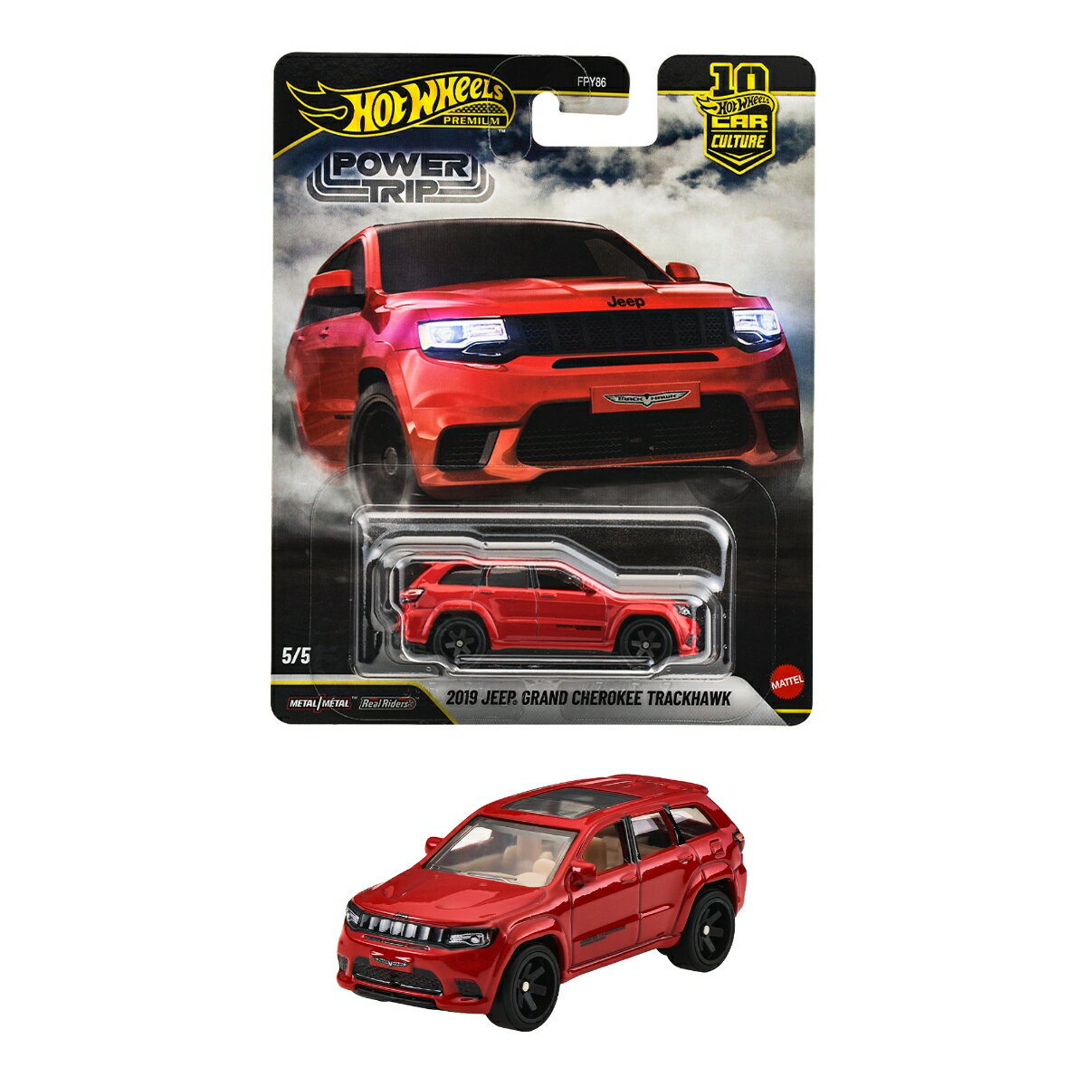 ホットウィール(Hot Wheels)　カーカルチャー パワートリップ 2019 ジープ グランドチェロキー トラックホーク 乗り物おもちゃ ミニカー 3歳から レッド JKF28