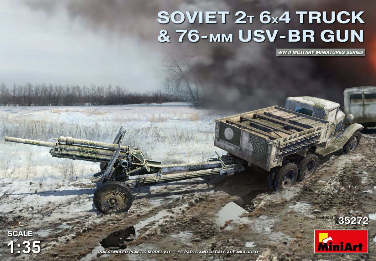 ミニアート 1/35 WW.II ソビエト軍 2t 6x4トラック ＆ USV-BR 76mm砲 【MA35272】 (プラモデル)