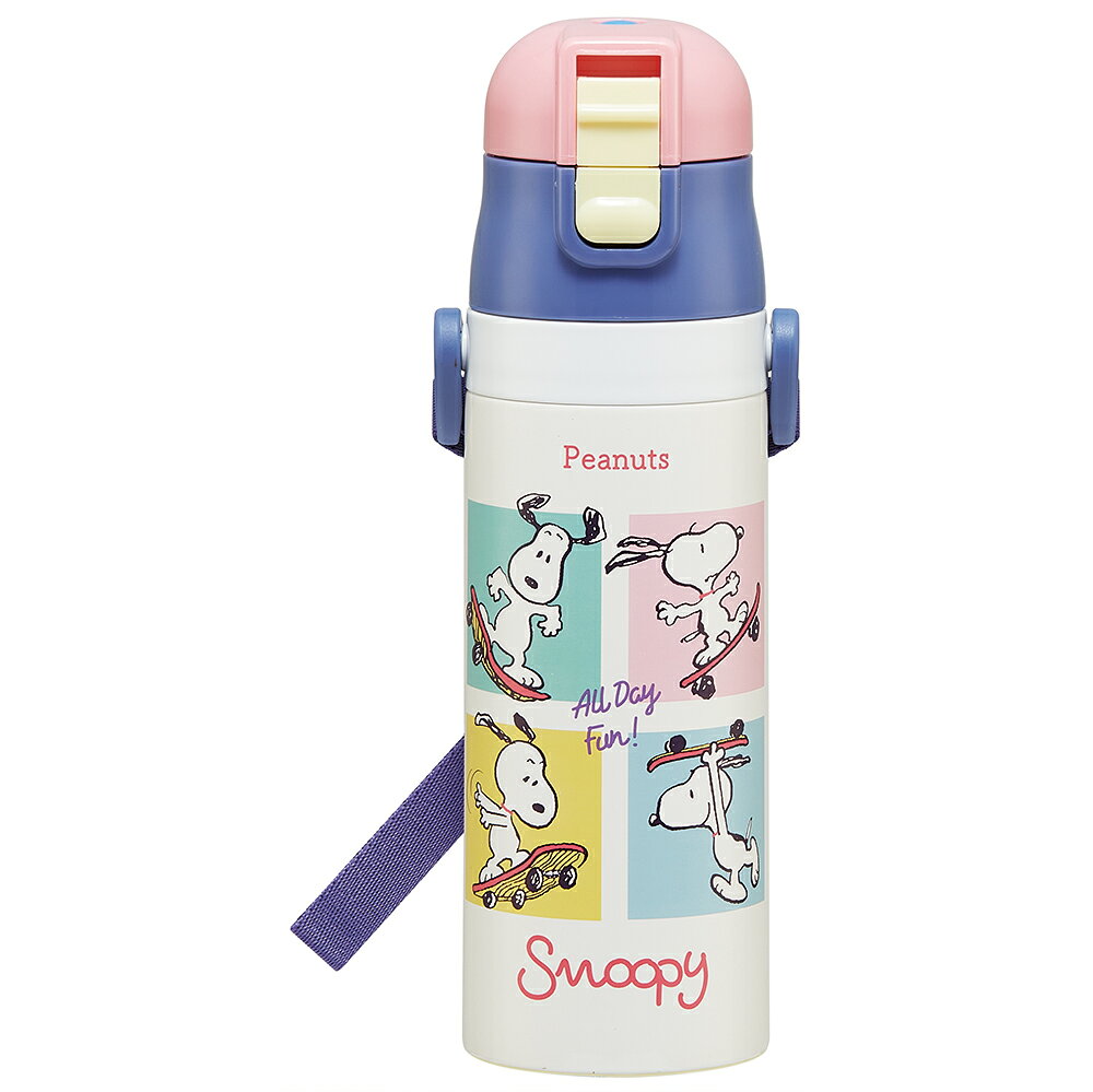 スヌーピー スケートボード　水筒 子供 真空ステンレス 保冷 ボトル 直飲み 480ml