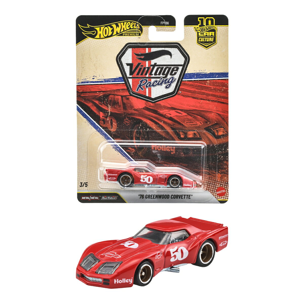 ホットウィール(Hot Wheels) カーカルチャー ヴィンテージレーシング '76 グリーンウッド コルベット ミニカー 1:64スケール 3歳から JKF24