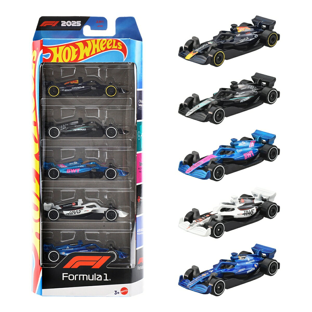 ホットウィール(Hot Wheels)　ベーシックカー F1 5カーパック 乗り物おもちゃ ミニカー5台入り 3歳から マルチ JLN11