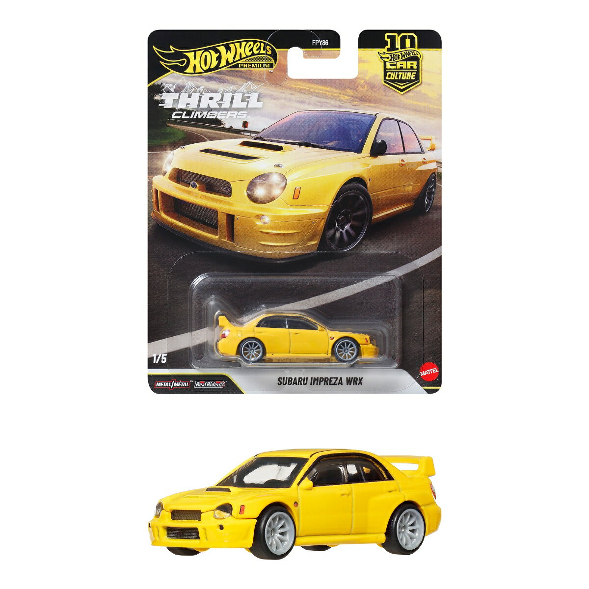 ホットウィール(Hot Wheels)　カーカルチャー スリル クライマーズ　スバル・インプレッサ WRX 乗り物おもちゃ ミニカー 3歳から オレンジ JKF21