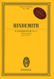 【輸入楽譜】ヒンデミット, Paul: 室内音楽 第4番 Op.36/3〜バイオリンと室内オーケストラのための: スタディ・スコア