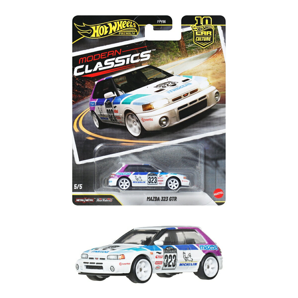 ホットウィール(Hot Wheels)　カーカルチャー モダン・クラシックス マツダ 323 GTR 乗り物おもちゃ ミニカー 3歳から ホワイト JKF17