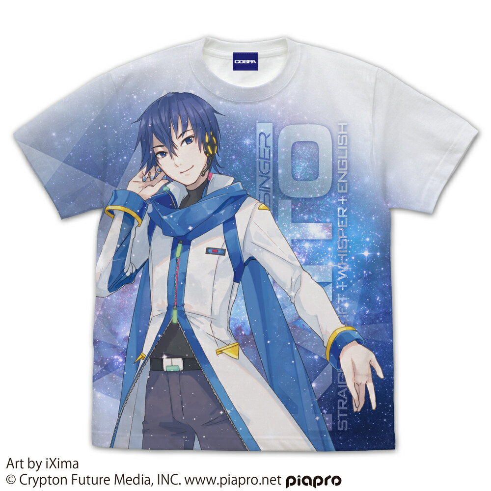 KAITOのイラストが際立つフルグラフィックTシャツ！

・KAITOをグラフィカルなデザインで、Tシャツフロント全面にプリント。
・肌触りが良く柔らかい着心地の、綿100％の生地を使用。
・アウターを羽織り、チラ見せすれば個性的なインナーに！

※こちらの商品はフロントのみのプリントとなります。
※全面プリントの技法上、縫い目や脇下部分に若干のカスレやプリント切れが生じます。ご了承ください。

Sサイズ
（約）身丈65cm / 身幅49cm / 袖丈19cm / 綿100％ 
Mサイズ
（約）身丈69cm / 身幅52cm / 袖丈20cm / 綿100％ 
Lサイズ
（約）身丈73cm / 身幅55cm / 袖丈22cm / 綿100％ 
XLサイズ
（約）身丈77cm / 身幅58cm / 袖丈24cm / 綿100％ 【対象年齢】：15歳以上【商品サイズ (cm)】(幅×高さ）：49×65