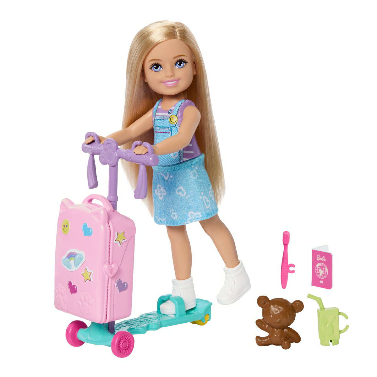 バービー(Barbie)　チェルシー わくわく りょこうセット きせかえ人形・ハウス ままごと・ごっこ遊び チェルシー人形 キックボード＆スーツケース付き 3歳から マルチ JMJ46