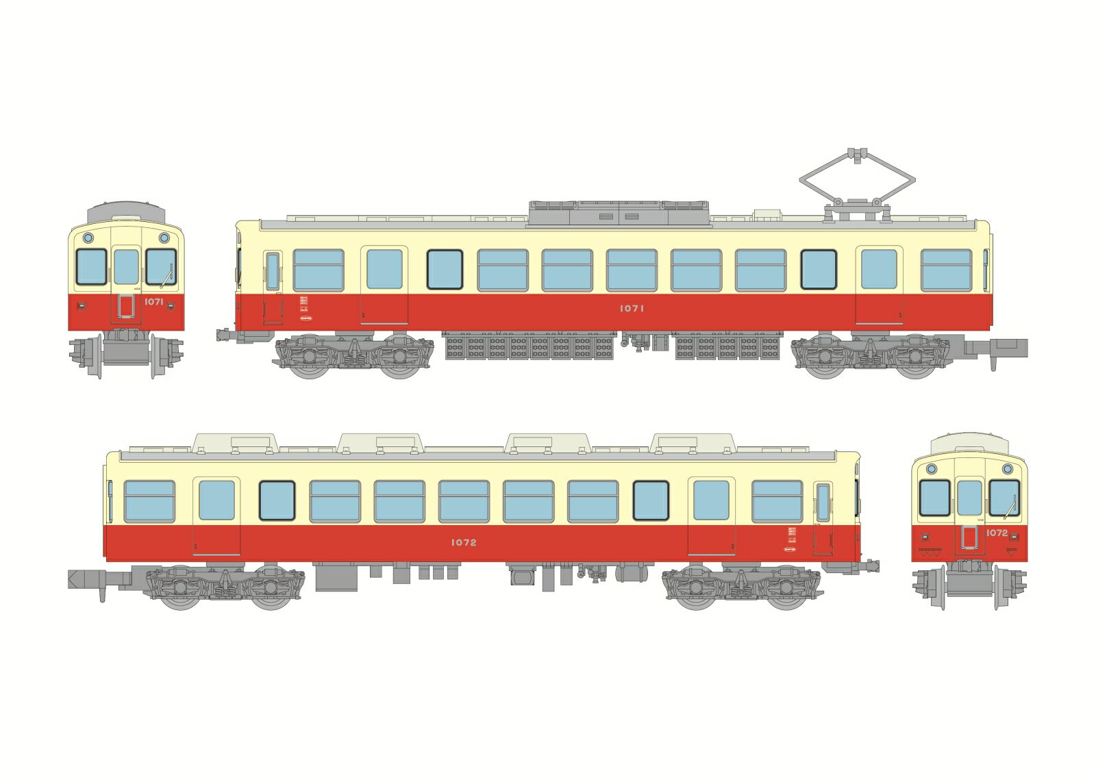 ジオコレ 鉄道コレクション高松琴平電気鉄道1070形（復刻塗装）2両セット (鉄道模型 コレクション)のサムネイル