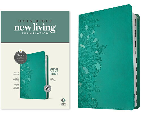 NLT Super Giant Print Bible, Filament Enabled (Leatherlike, Peony Rich Teal, Indexed, Red Letter) NLT SUPER GP BIBLE FILAMENT EN [ New Living Translation ]