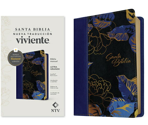 Biblia Manual Ntv, Letra Grande Con Filament (Sentipiel, Azul Oscuro, Letra Roja) BIBLIA MANUAL NTV LETRA GRANDE 