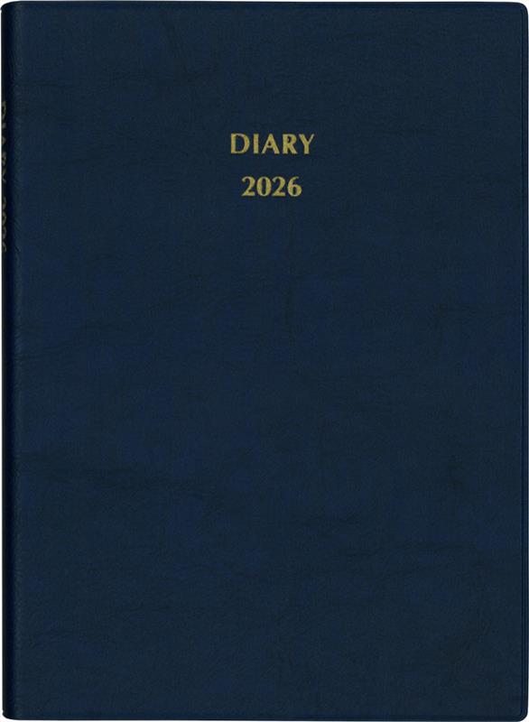 043　中型横線ダイアリー・ソフト（紺）ペン差し付