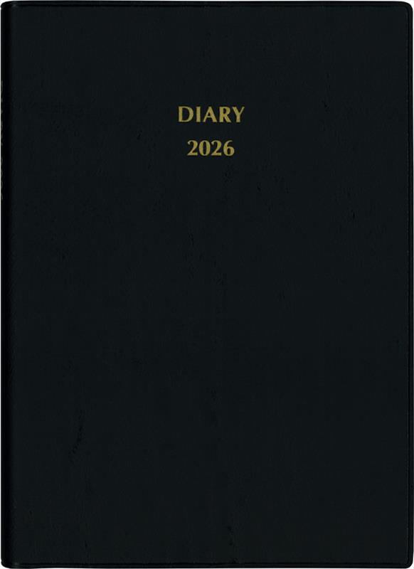 044　中型横線ダイアリー・ソフト（黒）ペン差し付