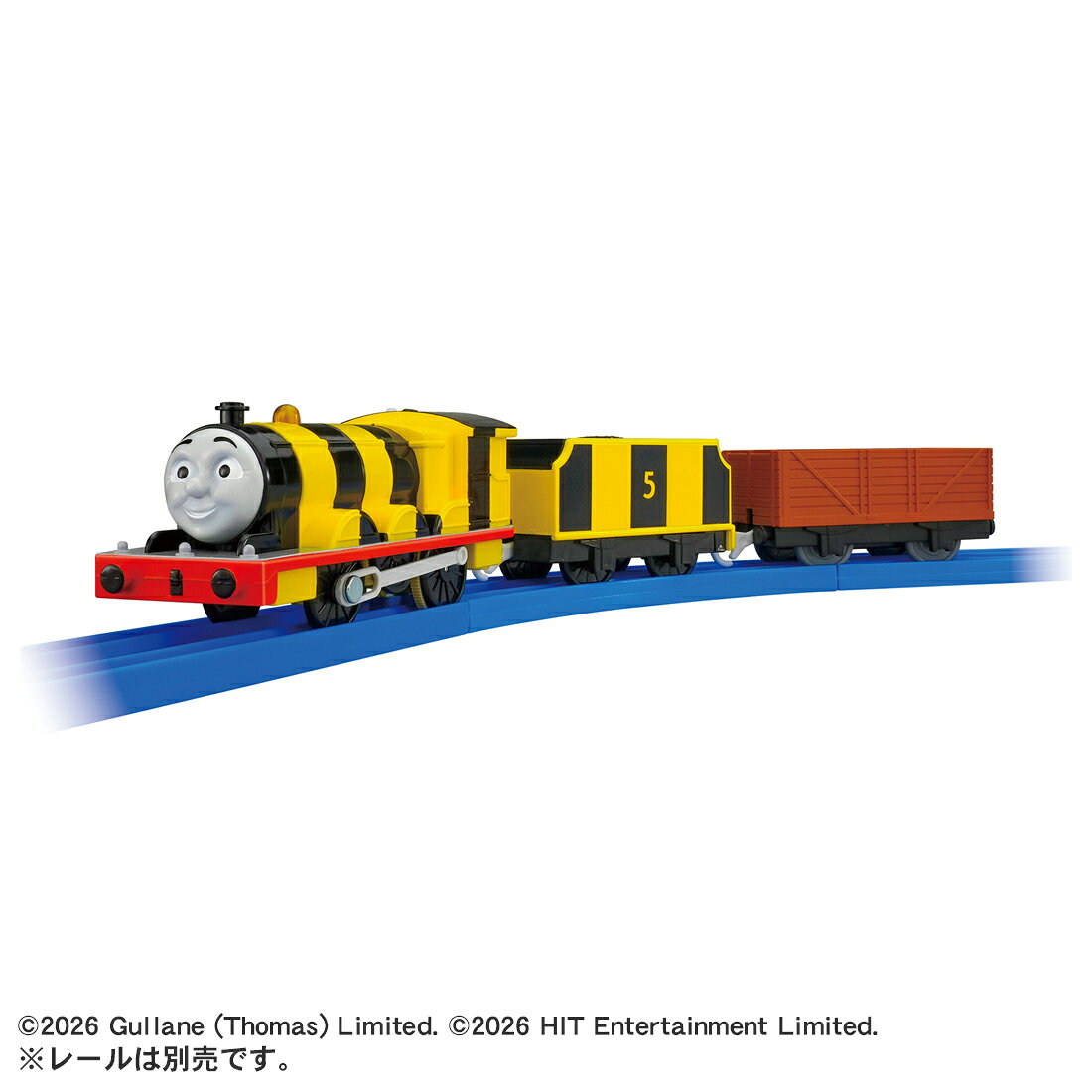 きかんしゃトーマスの大人気キャラクター「ジェームス」のプラレールが3両編成で登場！黄色と黒の縞の蜂のように、塗り替えられてしまったジェームスだよ。■3両編成でそれぞれ連結、切り離しが可能■1スピード・スイッチOFFで手転がし遊びが可能※レールは付属しません。【セット内容】ジェームス（動力車）(1),炭水車(1),貨車(1)【対象年齢】：3才〜