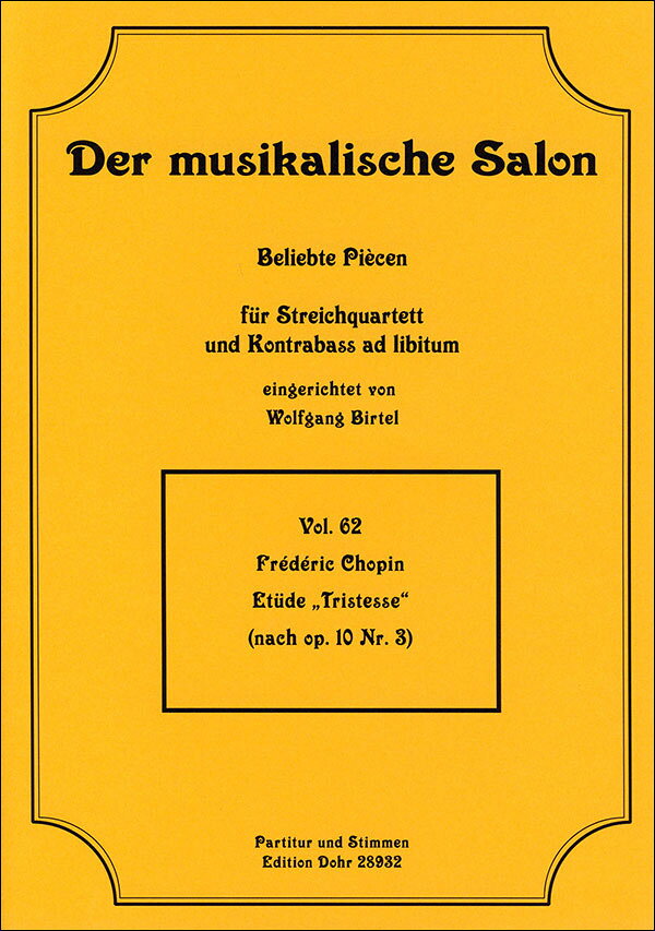 【輸入楽譜】ショパン, Frederic-Francois: 練習曲 Op.10 より 第3番「別れの曲」/弦楽四重奏用編曲/Birtel編: スコアとパート譜セット