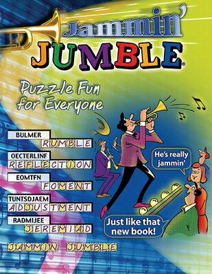 Jammin' Jumble: Puzzle Fun for Everyone is a clever and humorous puzzle collection, featuring a series of mixed-up words coupled with a cartoon. What a great way to give your brain a workout and have fun at the same time!