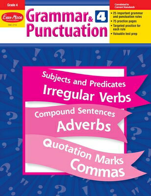 Provide your students with the grammar and punctuation practice they need in order to perform successfully on classroom assignments, in the real world, and on state tests! 25 grammar and punctuation rules are supported by downloadable interactive charts and reproducible practice pages to help students develop important language skills. Interactive and reproducible activities motivate students as they practice grammar and punctuation skills. Content includes: * kinds of sentences * simple and complete subjects and predicates * common, proper, singular, and plural nouns * irregular plurals * using I and me correctly * possessive nouns and pronouns * kinds of verbs * subject-verb agreement * forming verb tenses * irregular verbs * adjectives * comparative and superlative adjectives * adverbs * comma usage * quotation marks * tricky word usage
