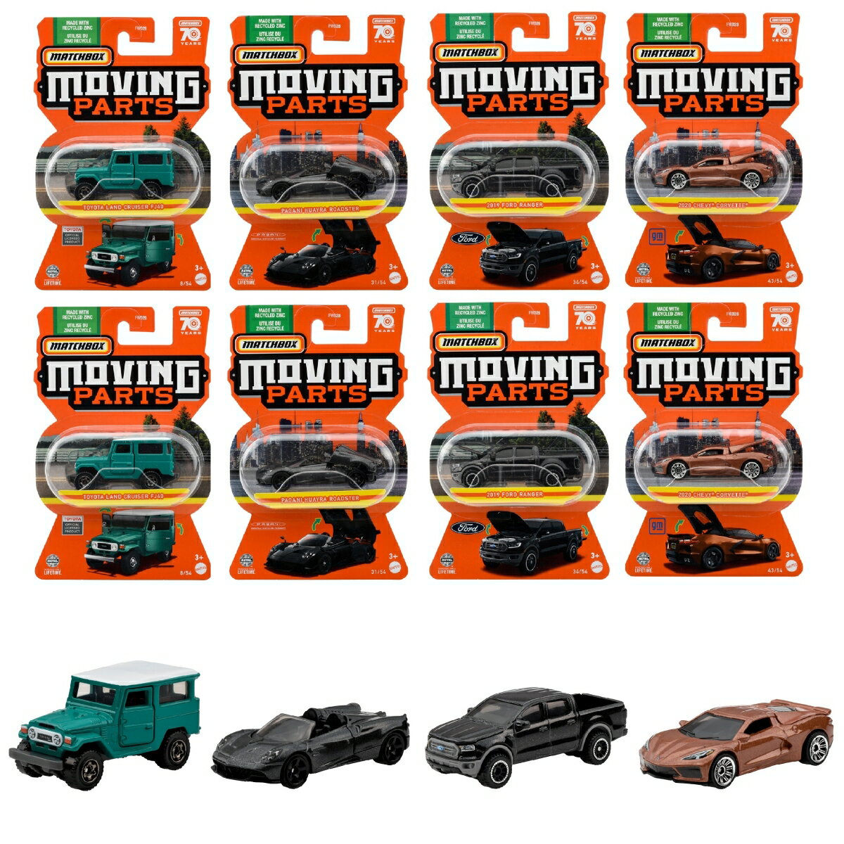 マッチボックス（Matchbox） ムービングパーツ アソート 【ミニカー8台入り BOX販売】 【3才~】 988B-FWD28