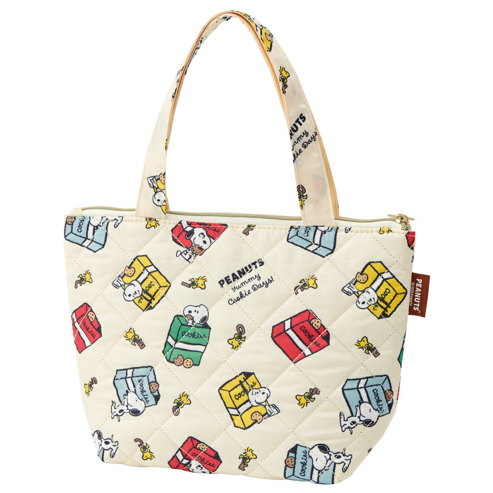 SNOOPY スヌーピー クッキー　ランチトート 保冷 キルト生地 お弁当 ランチ バッグ