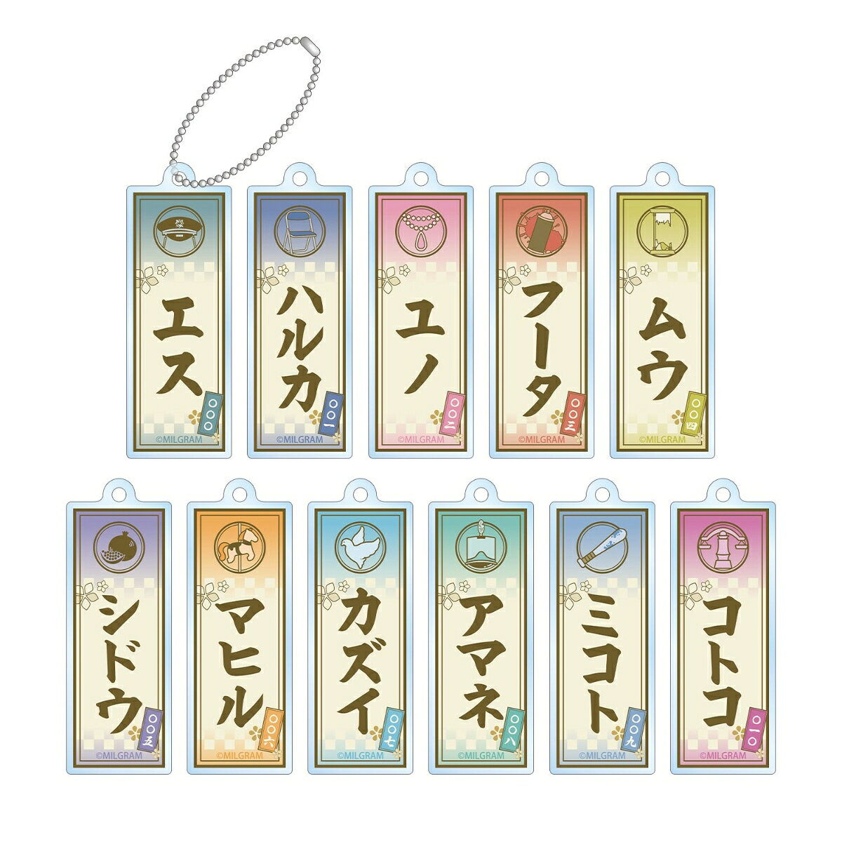 MILGRAM -ミルグラムートレーディング千社札風モチーフアクリルキーホルダー(BOX＝11個入)