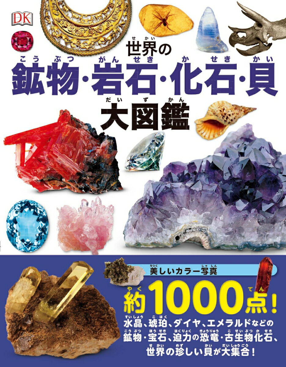 美しいカラー写真約１０００点！水晶、琥珀、ダイヤ、エメラルドなどの鉱物・宝石、迫力の恐竜・古生物化石、世界の珍しい貝が大集合！