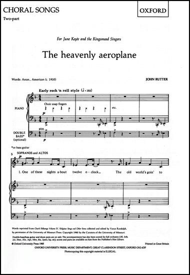【輸入楽譜】ラター, John: ヘヴンリー・エアロプレイン(女声二部合唱): ヴォーカル・スコア