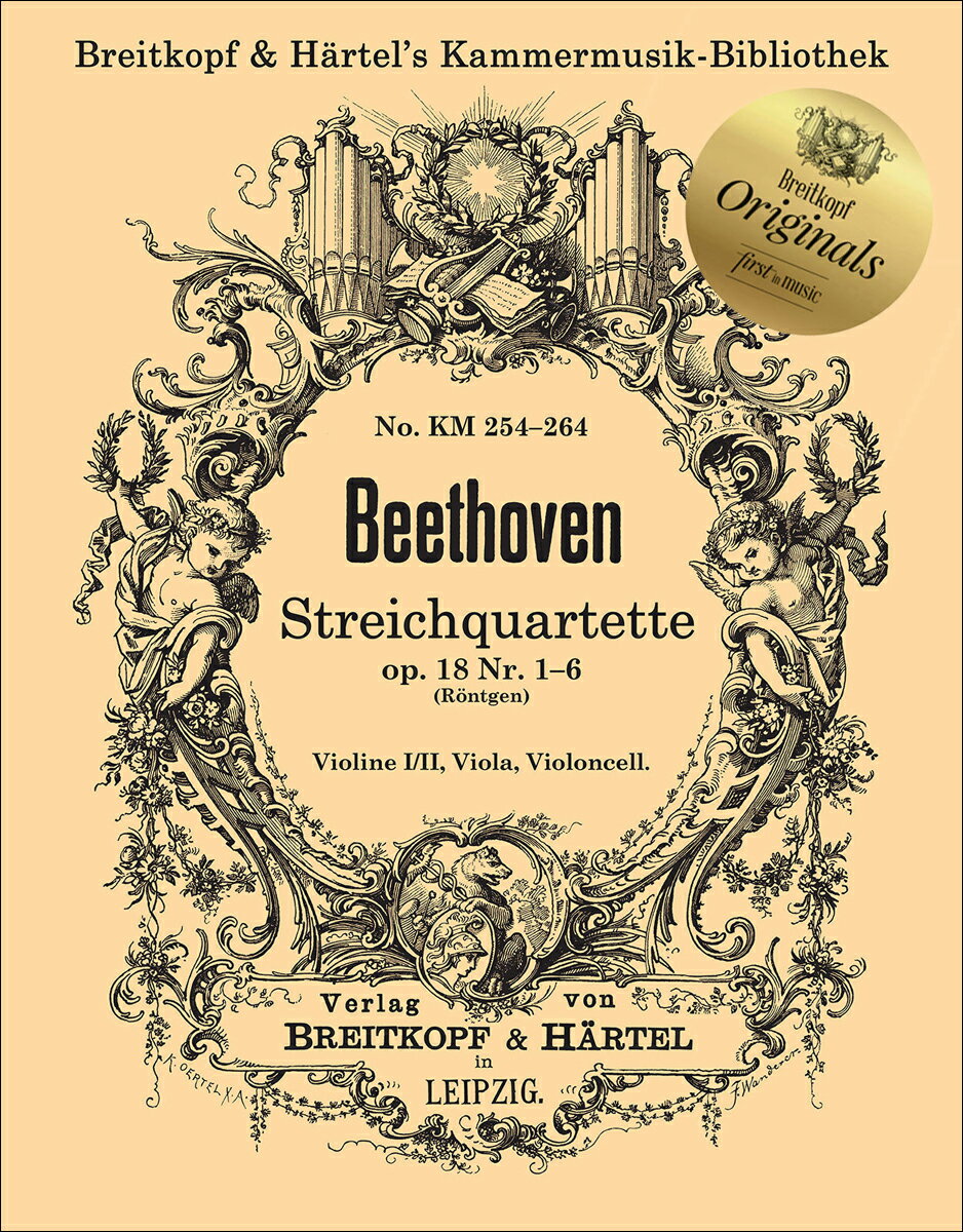 【輸入楽譜】ベートーヴェン, Ludwig van: 弦楽四重奏曲 Op.18 第1番ー第6番/ブライトコプフオリジナルシリーズ/Rontgen運指: パート譜セット