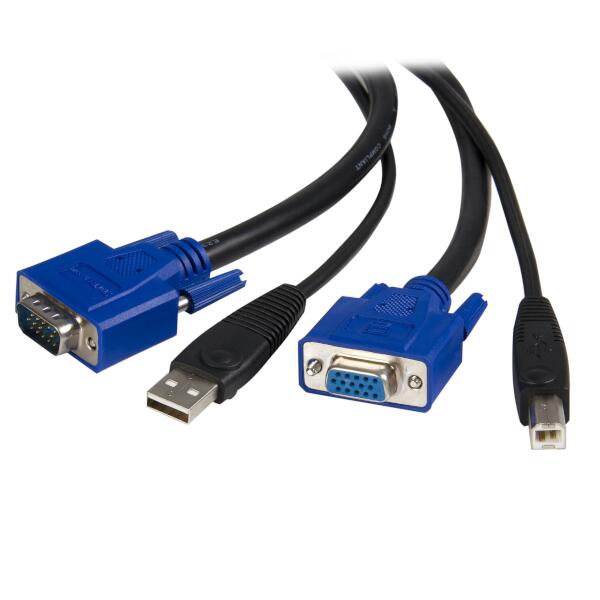 1.8m パソコン自動切替器専用KVMケーブル 2 in 1 USB／VGA KVMケーブル