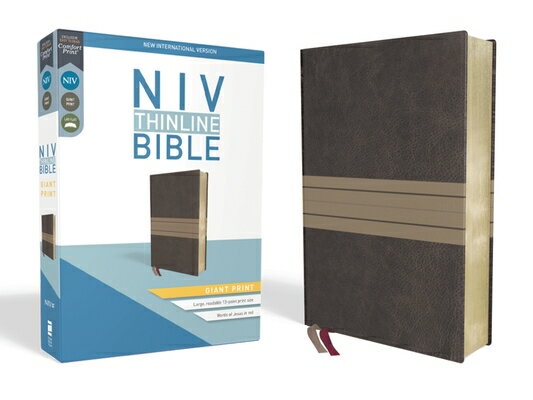 NIV, Thinline Bible, Giant Print, Imitation Leather, Brown/Tan, Red Letter Edition NIV THINLINE BIBLE GP IMIT BRO 