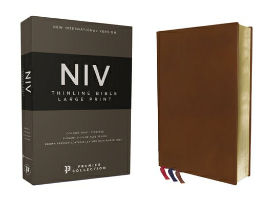 Niv, Thinline Bible, Large Print, Premium Goatskin Leather, Brown, Premier Collection, Black Letter, NIV THINLINE BIBLE LP PREMIUM [ Zondervan ]