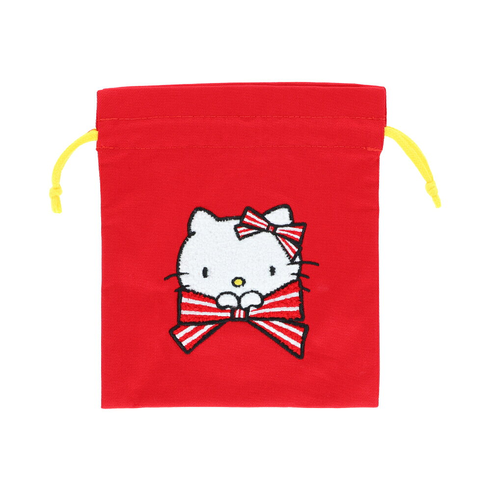 ふわふわのサガラ刺繍がかわいい！小物の収納に便利な巾着です。【商品サイズ (cm)】(幅×高さ×奥行）：19×0.5×17